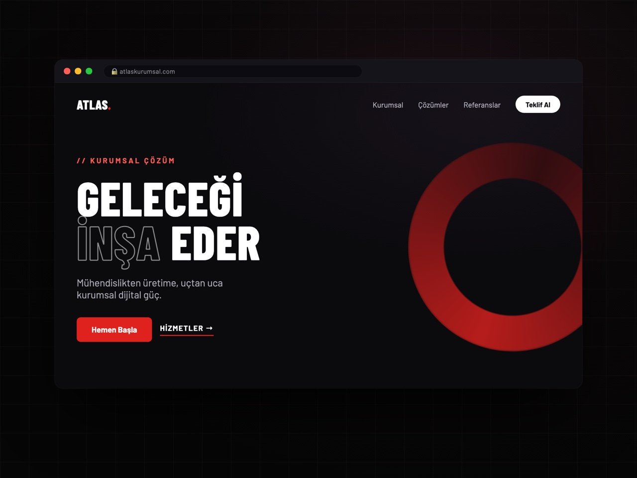 Kurumsal web sitesi ve yönetim paneli arayüz mockup